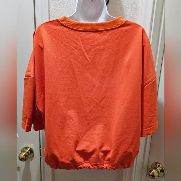 Bright Orange Graphic Cropped Tee and Shorts LoungeSet Size XXL NWOT - Picture 7 of 16